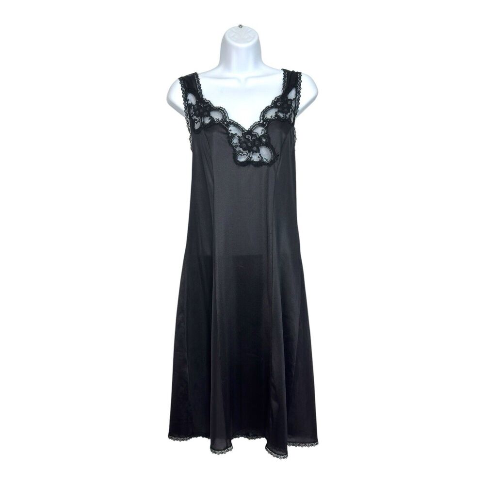 Vintage Sliperfection Lace Trim Slip Dress Nylon Tricot 36 Whimsigoth